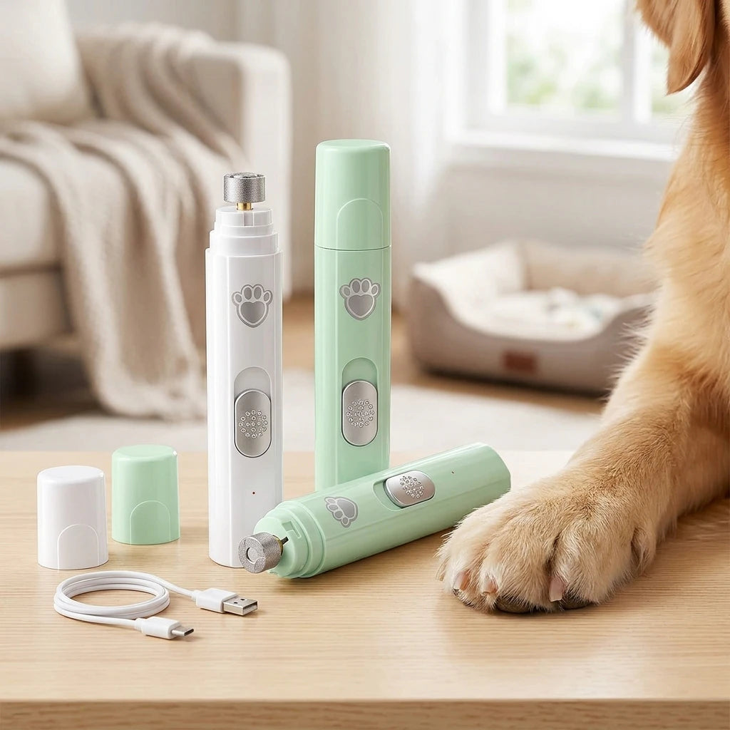 Lime électrique silencieuse pour griffes chien & chat — Soin indolore, lumière LED, rechargeable USB