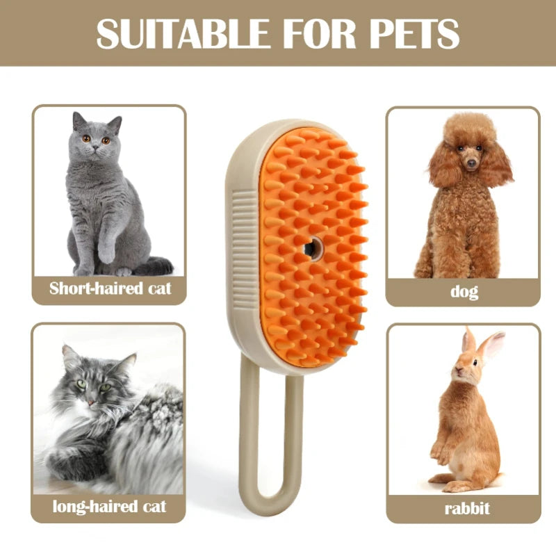 Brosse Anti-Poils Vapeur pour Chat - Nettoyage 3-en-1