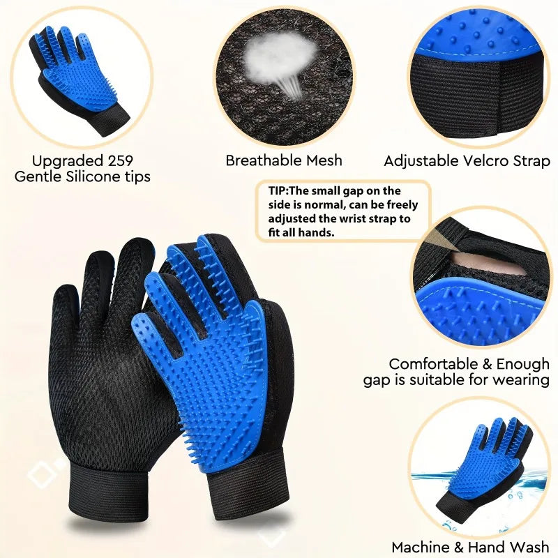 Gant de Toilettage Silicone 2-en-1 pour Chien et Chat