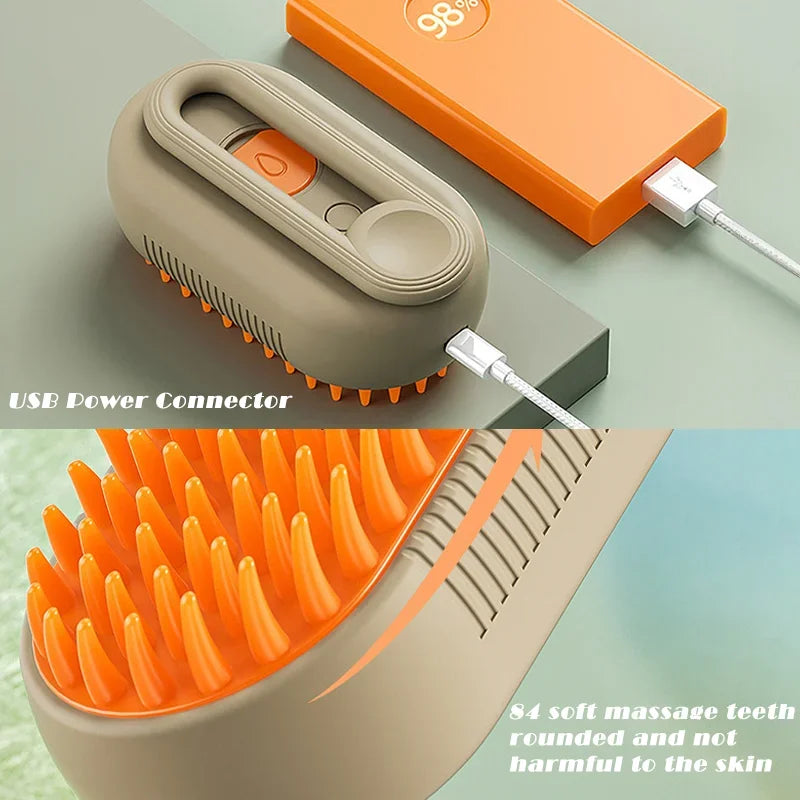 Brosse Anti-Poils Vapeur pour Chat - Nettoyage 3-en-1