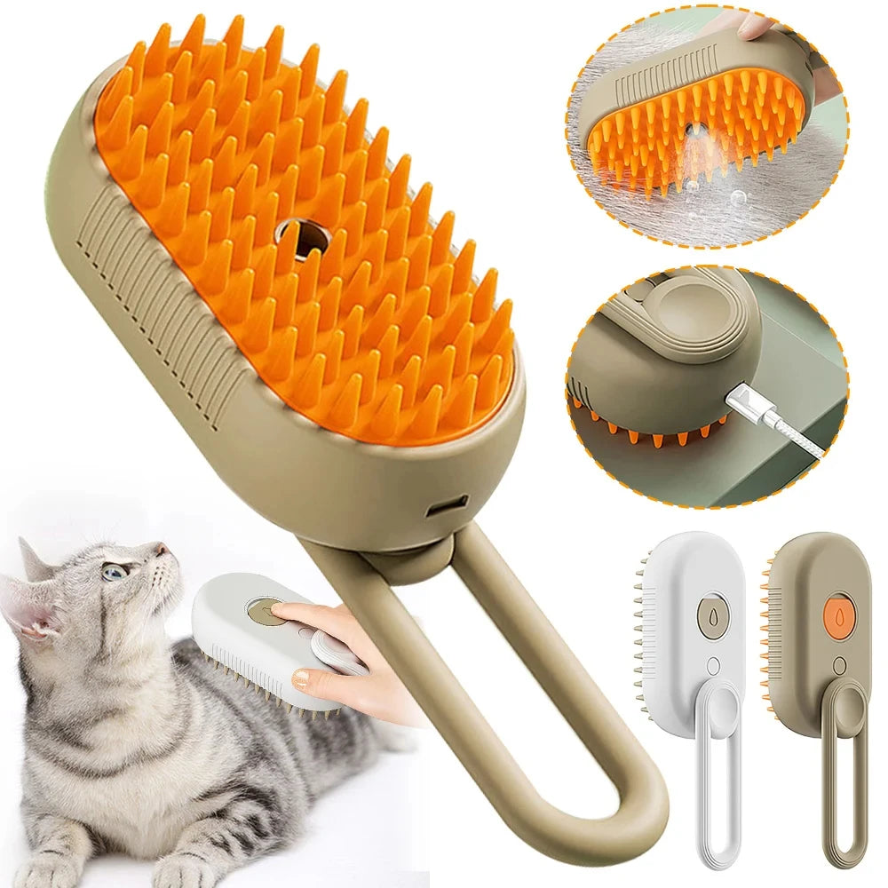 Brosse Anti-Poils Vapeur pour Chat - Nettoyage 3-en-1