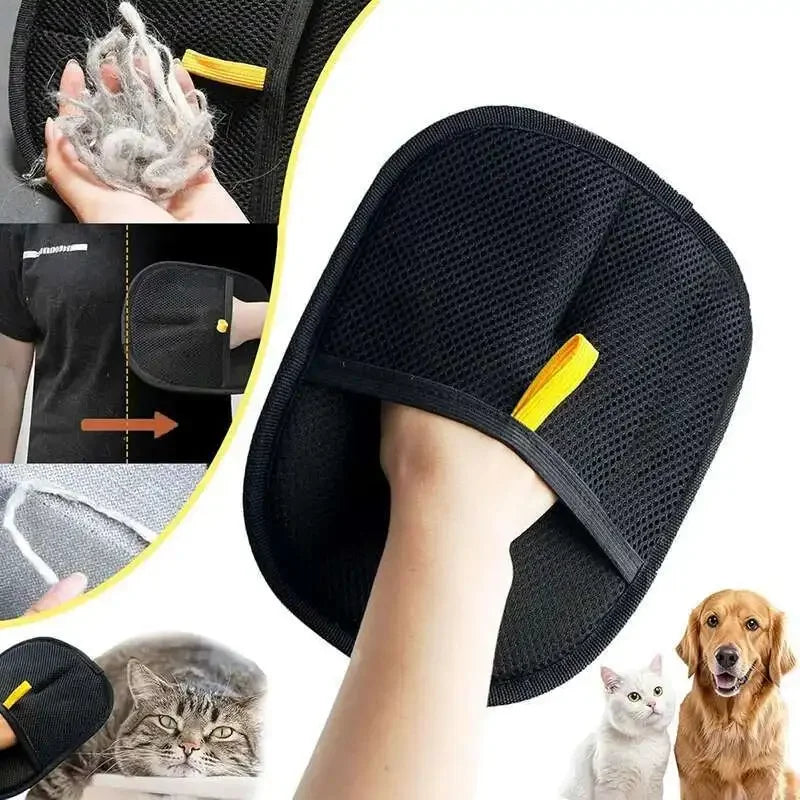 Gant de toilettage double-face pour chien et chat — Brosse anti-poils réutilisable, lot de 4