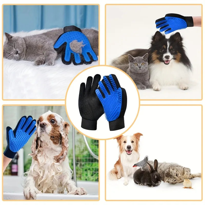 Gant de Toilettage Silicone 2-en-1 pour Chien et Chat