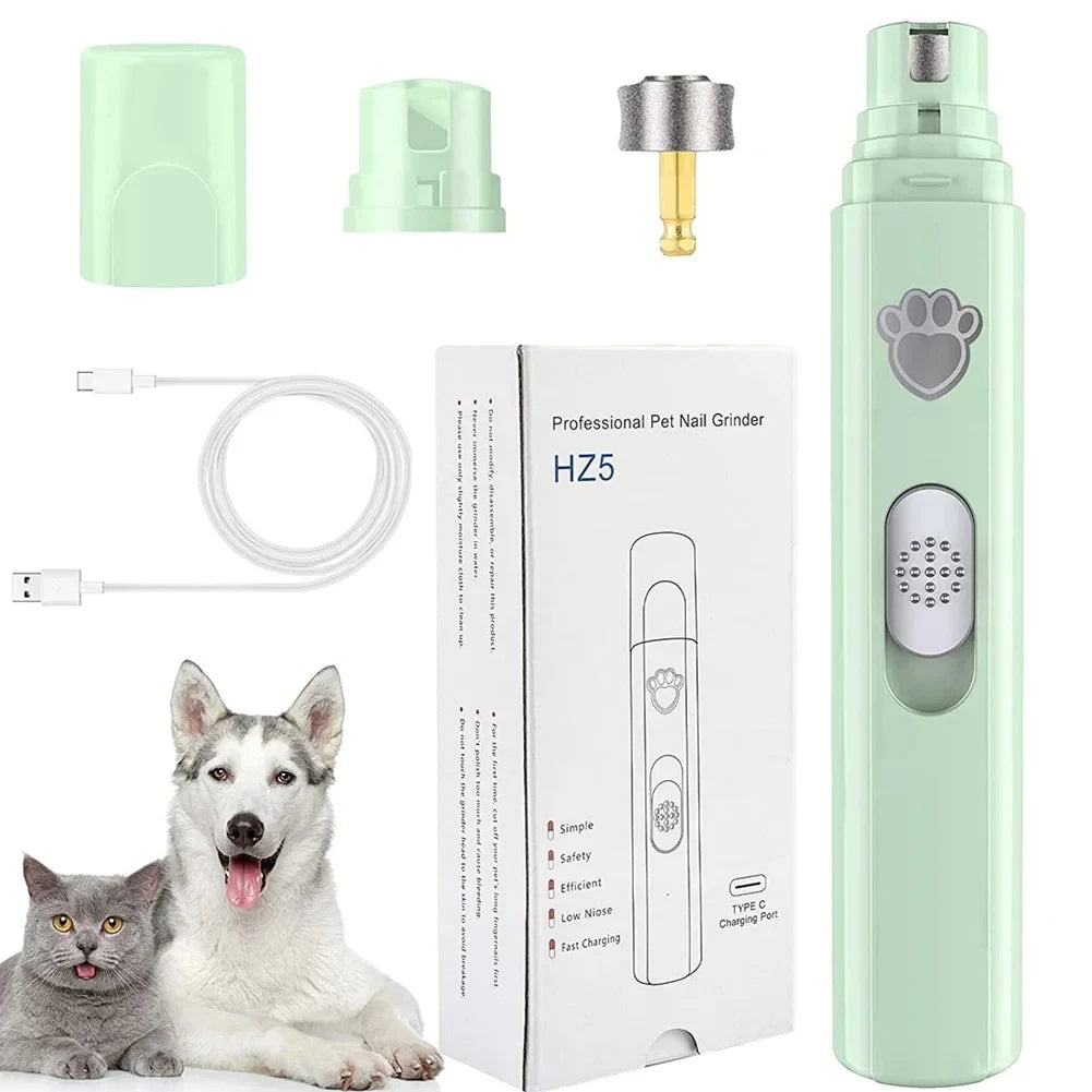 Lime électrique silencieuse pour griffes chien & chat — Soin indolore, lumière LED, rechargeable USB