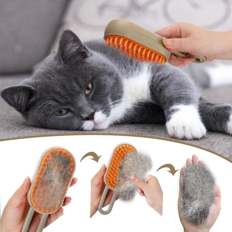 Brosse Anti-Poils Vapeur pour Chat - Nettoyage 3-en-1