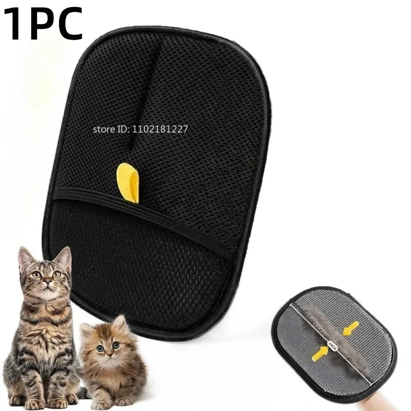 Gant de toilettage double-face pour chien et chat — Brosse anti-poils réutilisable, lot de 4
